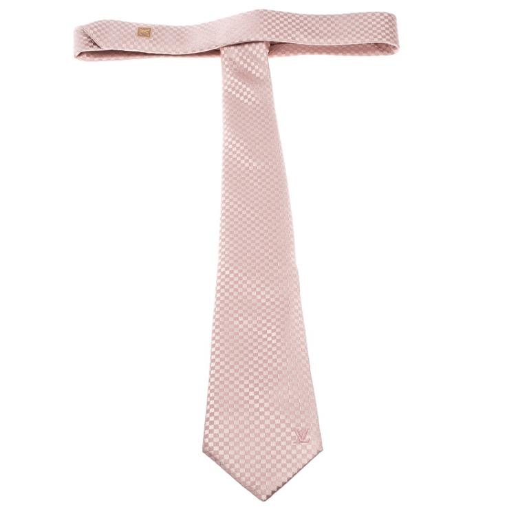 مملوكة مسبقًا Louis Vuitton Pink Checked Jacquard Silk Tie