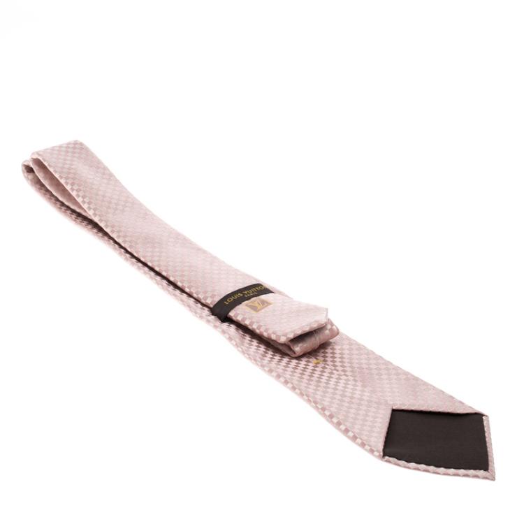 مملوكة مسبقًا Louis Vuitton Pink Checked Jacquard Silk Tie