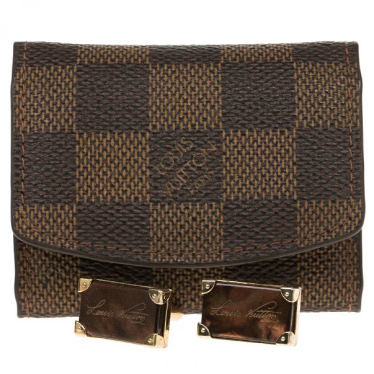 Pre Owned Louis Vuitton Brown Signature Cufflinks