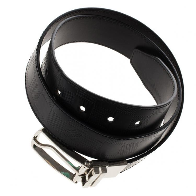 Pre Owned Louis Vuitton Damier Graphite Leather Boston Belt 90CM