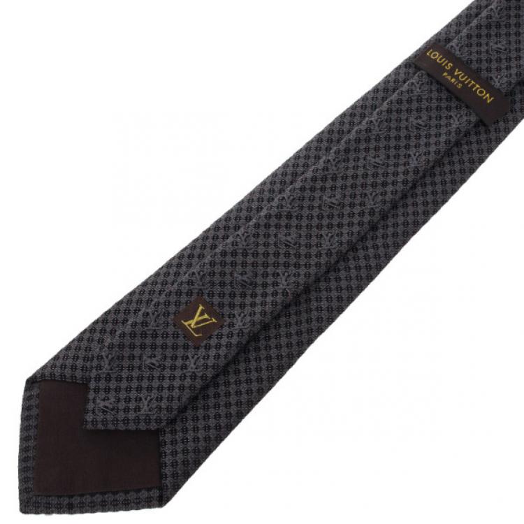 Pre Owned Louis Vuitton Black Silk Petit Damier Tie