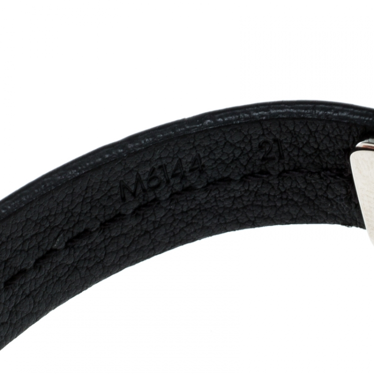 Pre Owned Louis Vuitton Curve it Leather Silver Tone Bracelet