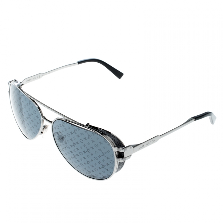 Pre Owned Louis Vuitton Silver/ Grey Z0982W Skyline Glacier Aviator Sunglasses