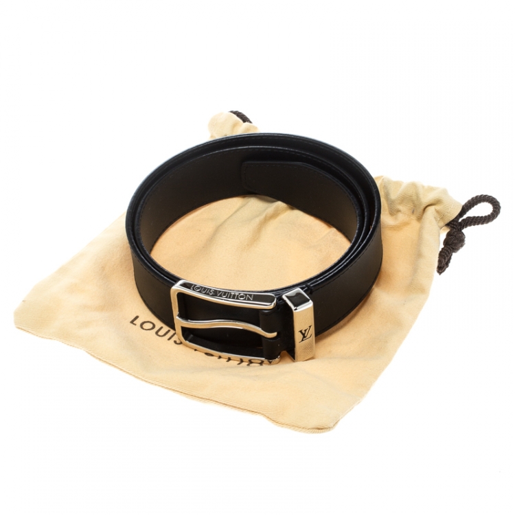Pre Owned Louis Vuitton Black Leather Pont Neuf Belt 85cm
