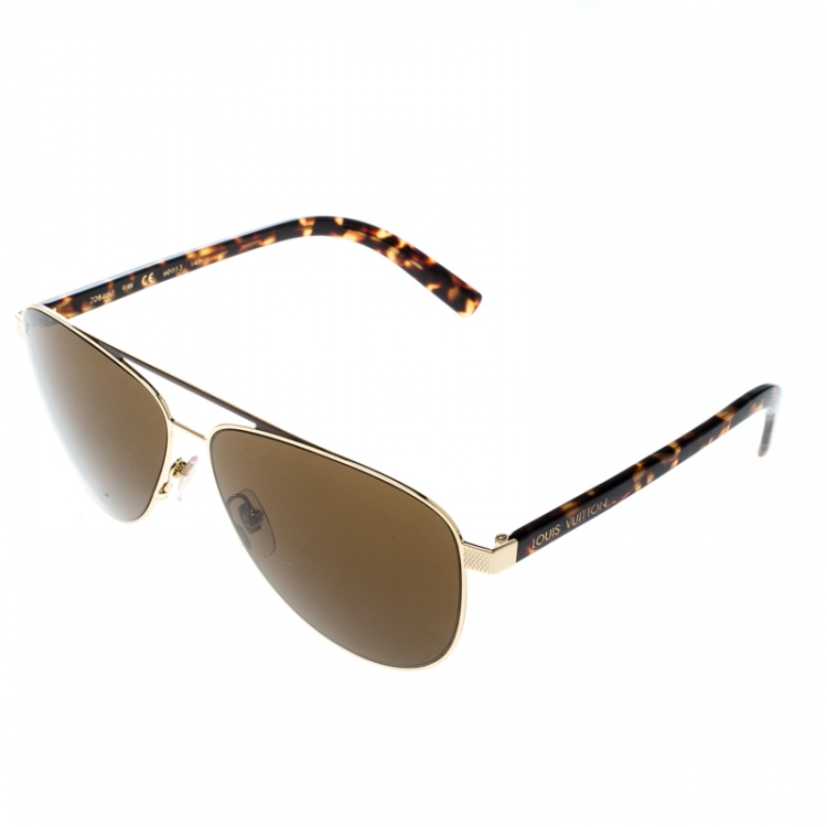Pre Owned Louis Vuitton Gold / Brown Z0846U Starship Aviator Sunglasses