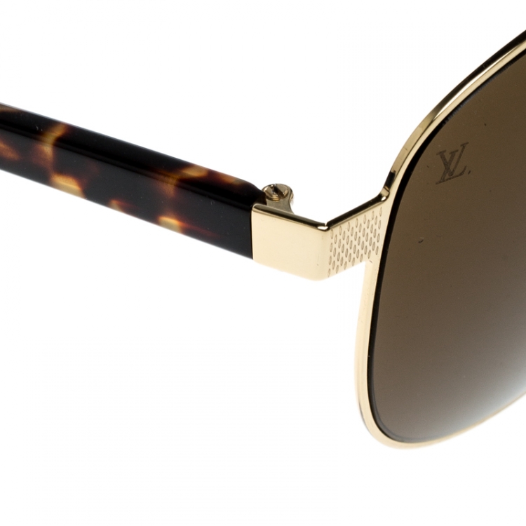 Pre Owned Louis Vuitton Gold / Brown Z0846U Starship Aviator Sunglasses