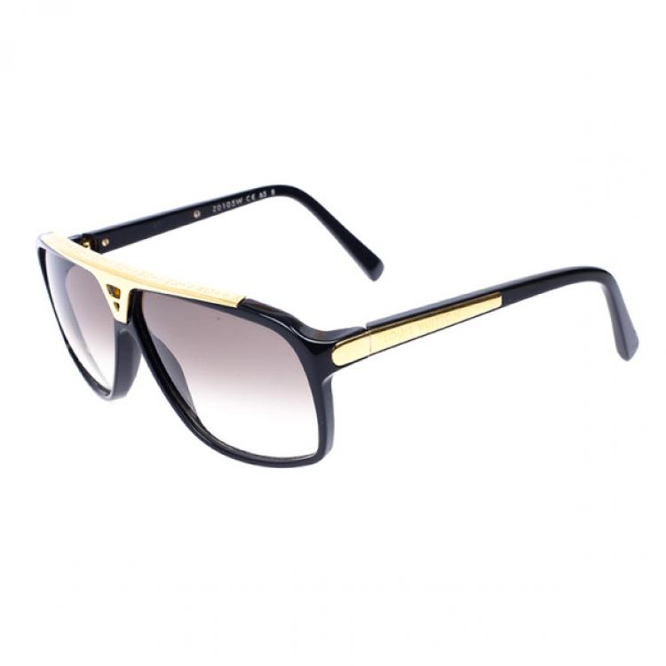 Pre Owned Louis Vuitton Black and Gold Evidence Men Sunglasses