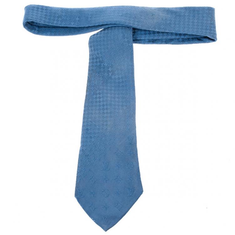 Pre Owned Louis Vuitton Blue Monogram Petit Damier Tie