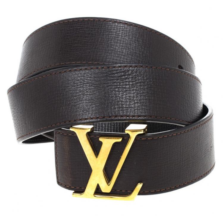 Pre Owned Louis Vuitton Utah Leather Initials Belt