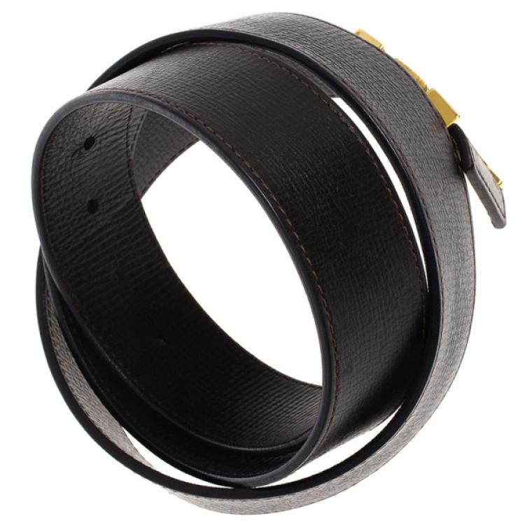 Pre Owned Louis Vuitton Utah Leather Initials Belt