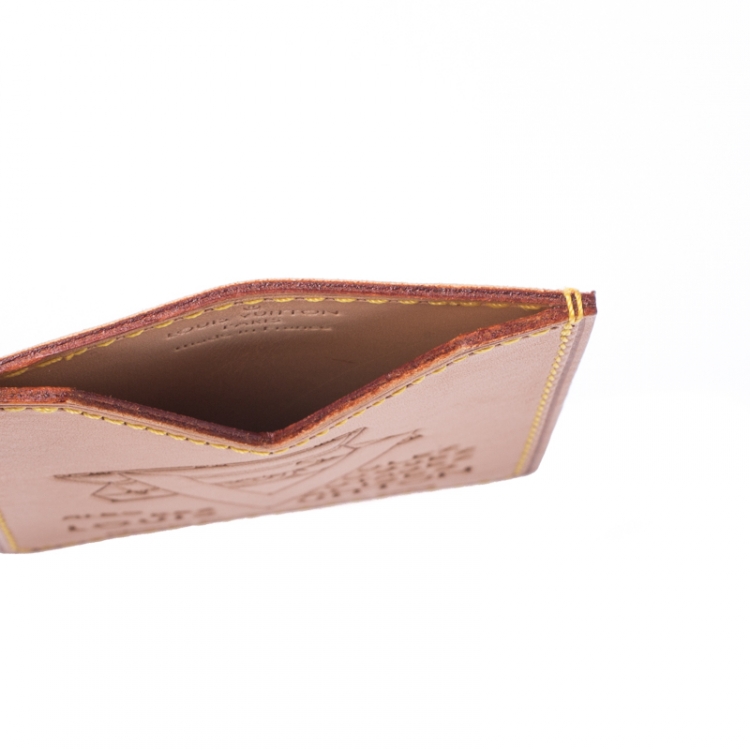 Pre Owned Louis Vuitton Beige Vachetta Leather Limited Edition Card Holder