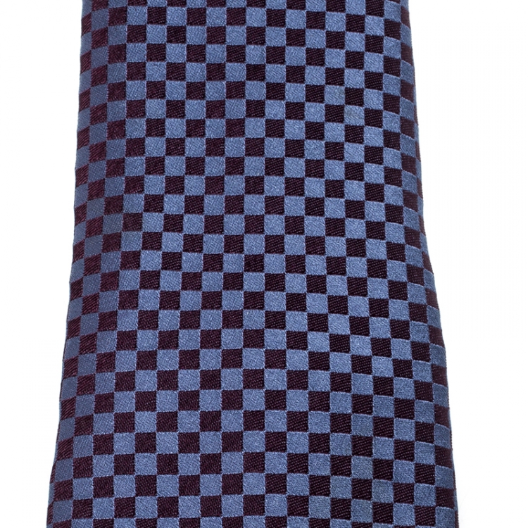 Louis Vuitton Damier Classique Tie Light Blue Silk