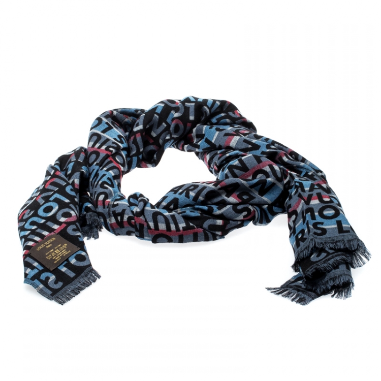 مملوكة مسبقًا Louis Vuitton Multicolor Monogram Wool & Silk Tag Stripes Scarf