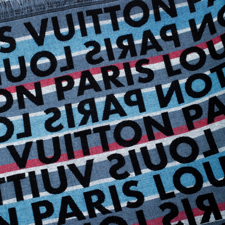 مملوكة مسبقًا Louis Vuitton Multicolor Monogram Wool & Silk Tag Stripes Scarf