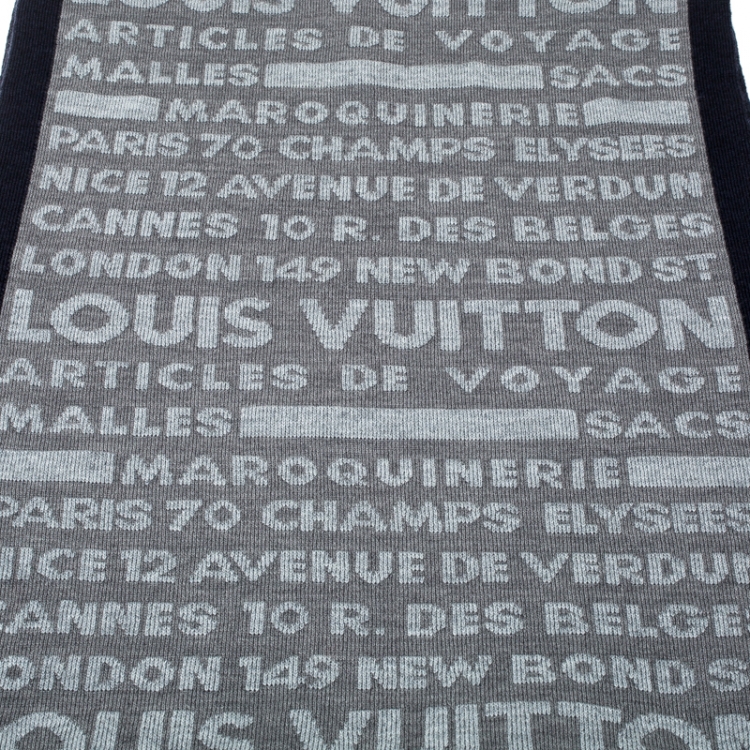 مملوكة مسبقًا Louis Vuitton Grey Wool Article de Voyage Wool Scarf