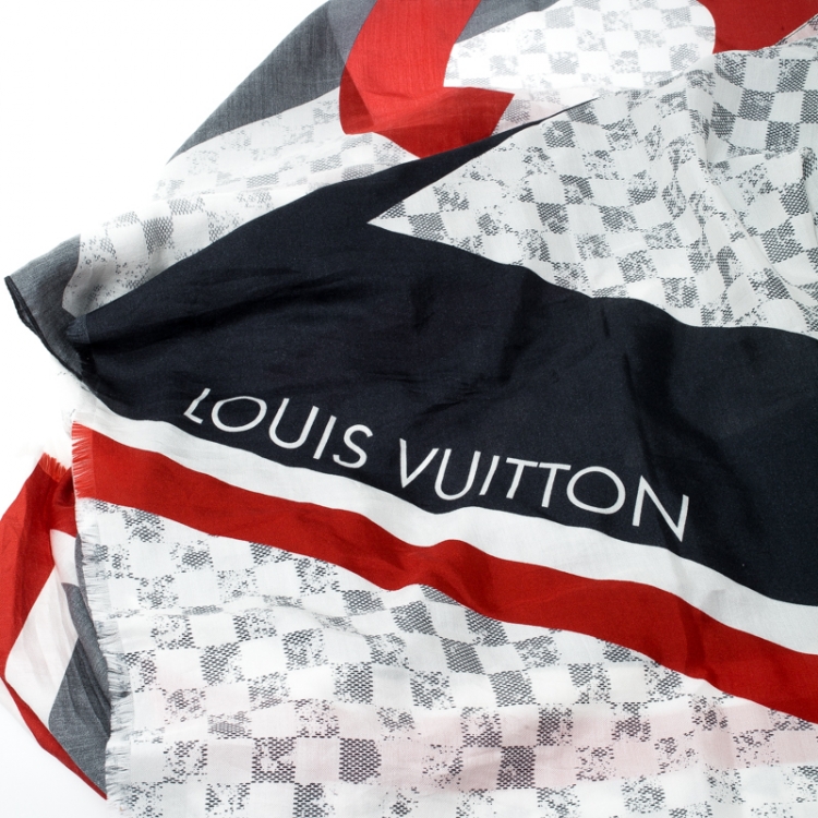 Pre Owned Louis Vuitton Multicolor Cotton & Silk Lattitude Stole