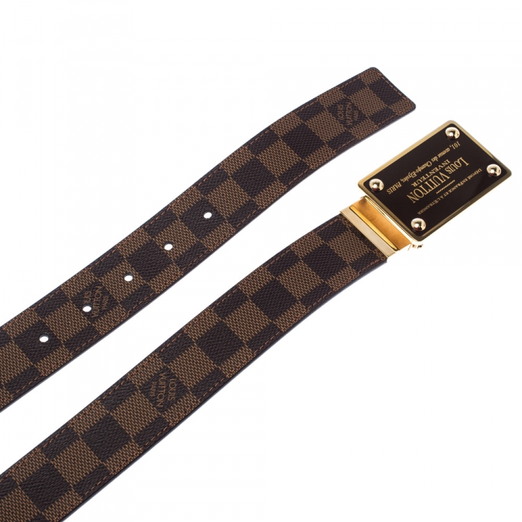 Pre Owned Louis Vuitton Damier Ebene Reversible Belt 90CM