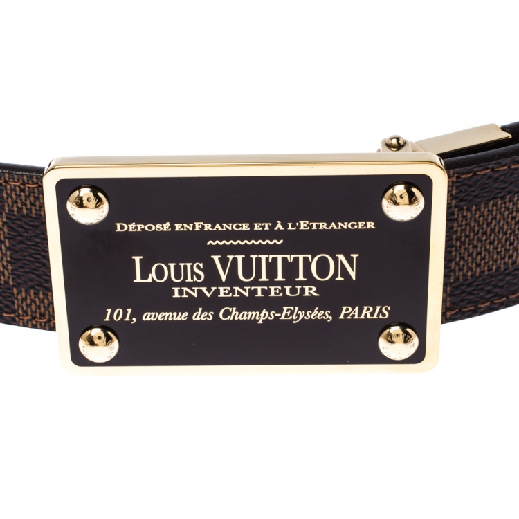 Pre Owned Louis Vuitton Damier Ebene Reversible Belt 90CM