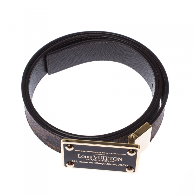 Pre Owned Louis Vuitton Damier Ebene Reversible Belt 90CM