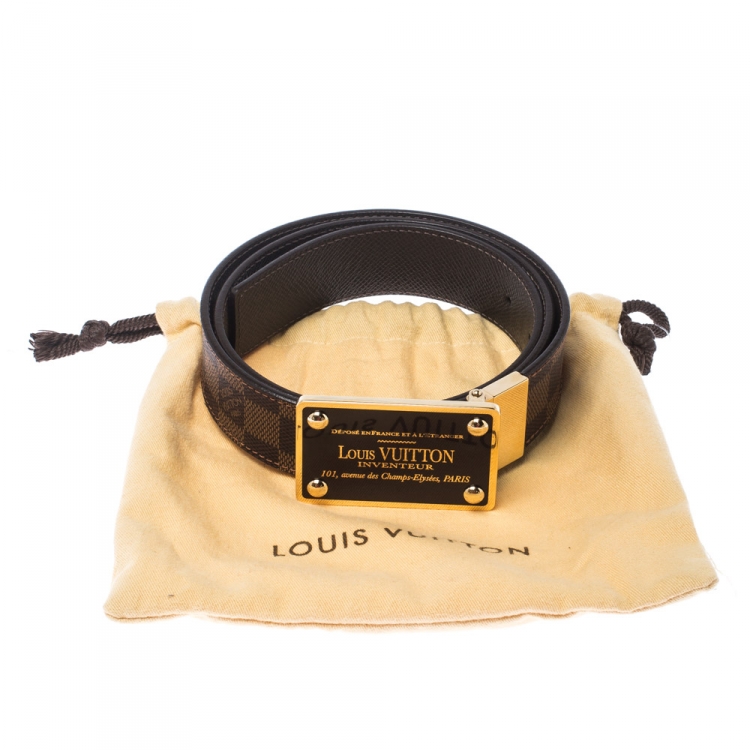 Pre Owned Louis Vuitton Damier Ebene Reversible Belt 90CM