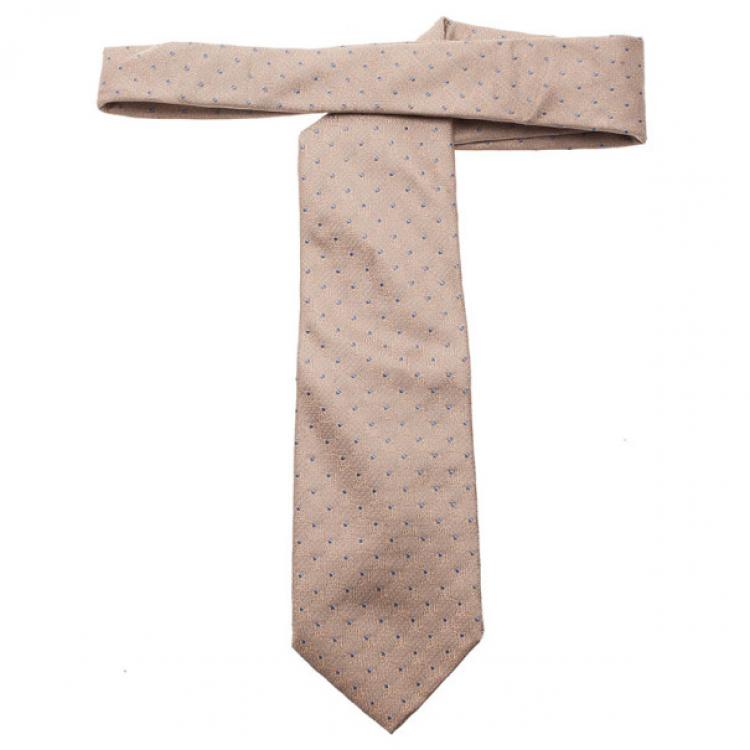 Pre Owned Louis Vuitton Beige Polka Dot Silk Tie