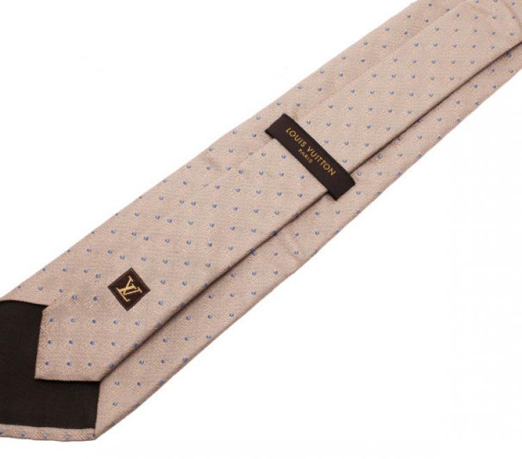 Pre Owned Louis Vuitton Beige Polka Dot Silk Tie