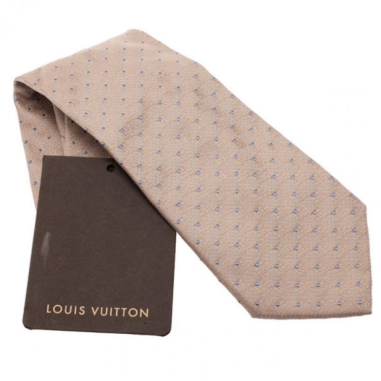 Pre Owned Louis Vuitton Beige Polka Dot Silk Tie