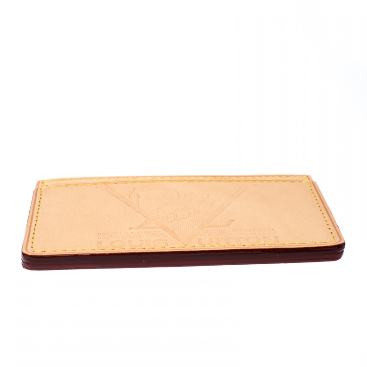 Pre Owned Louis Vuitton Beige Leather New Article-Free Card Holder           