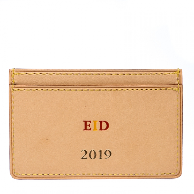 Pre Owned Louis Vuitton Beige Leather New Article-Free Card Holder           