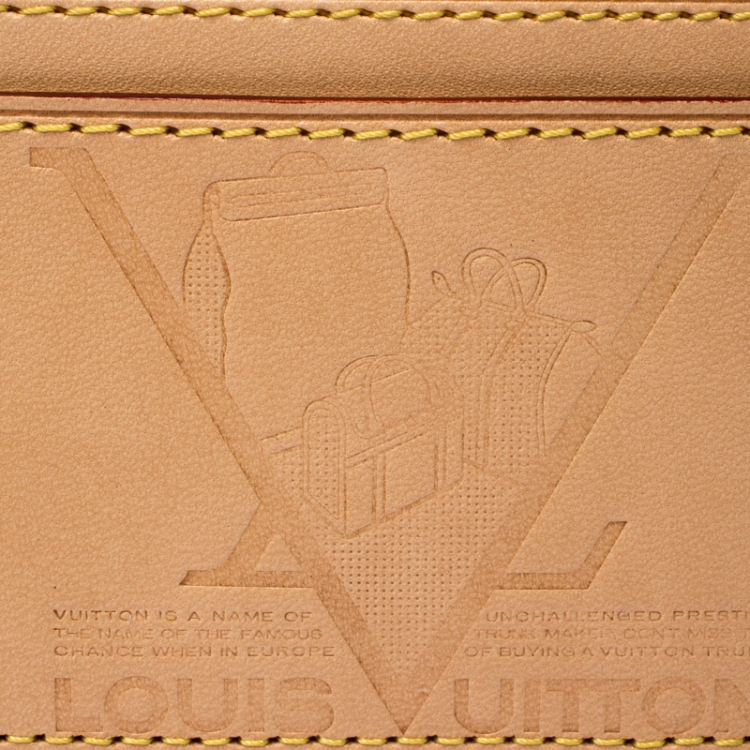 Pre Owned Louis Vuitton Beige Leather New Article-Free Card Holder           