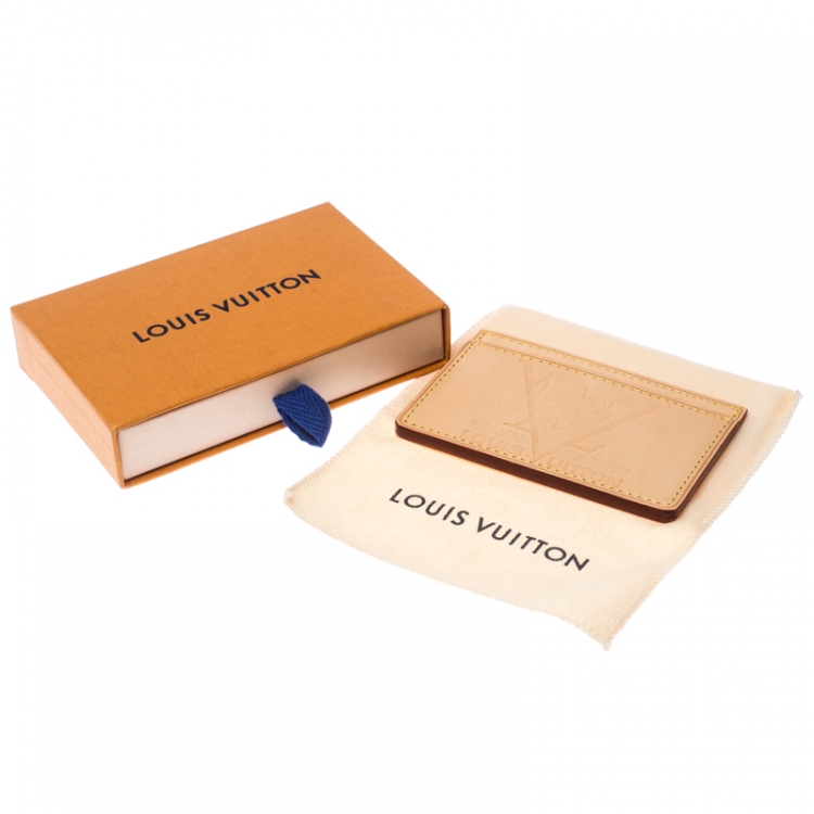 Pre Owned Louis Vuitton Beige Leather New Article-Free Card Holder           