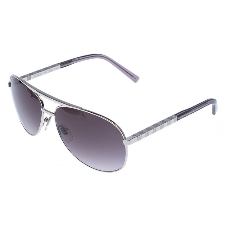 Pre Owned Louis Vuitton Silver/Grey Gradient Z0340U Attitude Pilote Aviator Sunglasses