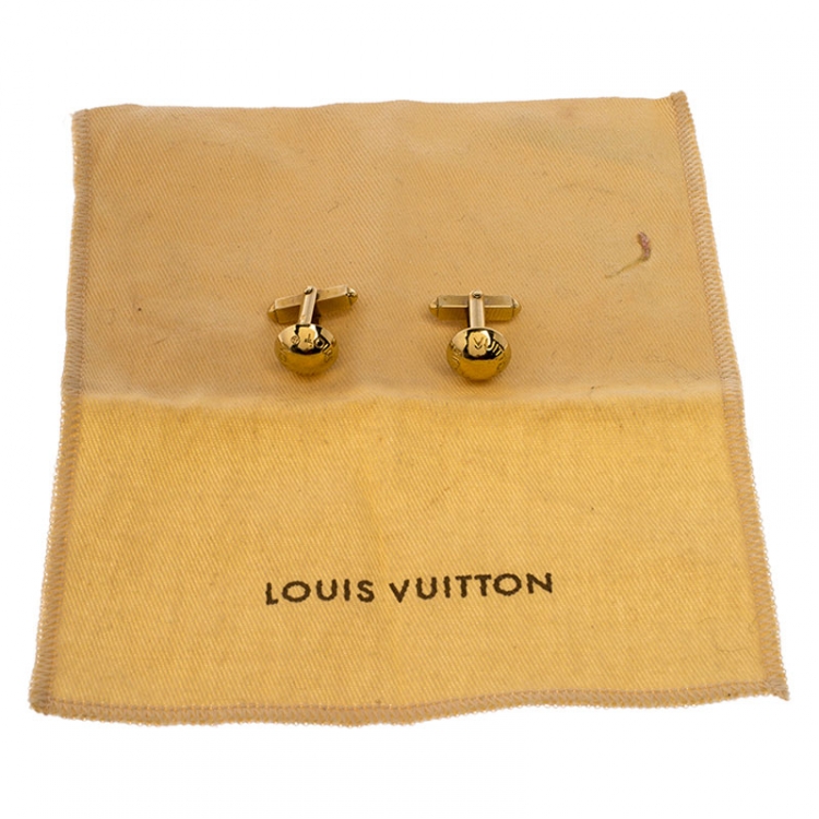 Pre Owned Louis Vuitton Gold Tone Cufflinks 