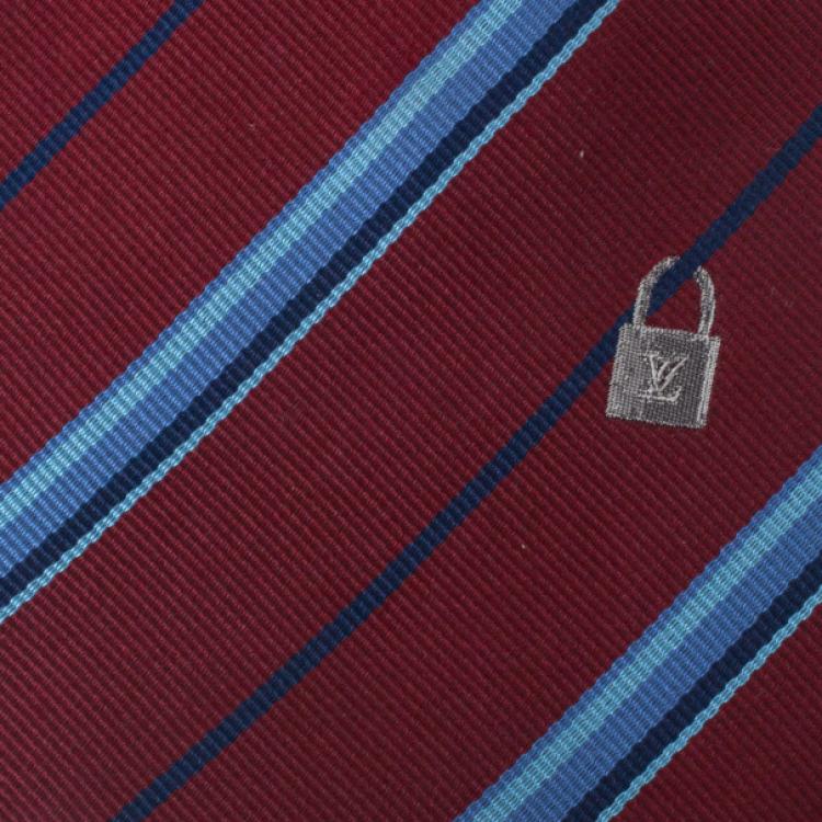 Pre Owned Louis Vuitton Burgundy Striped Tie