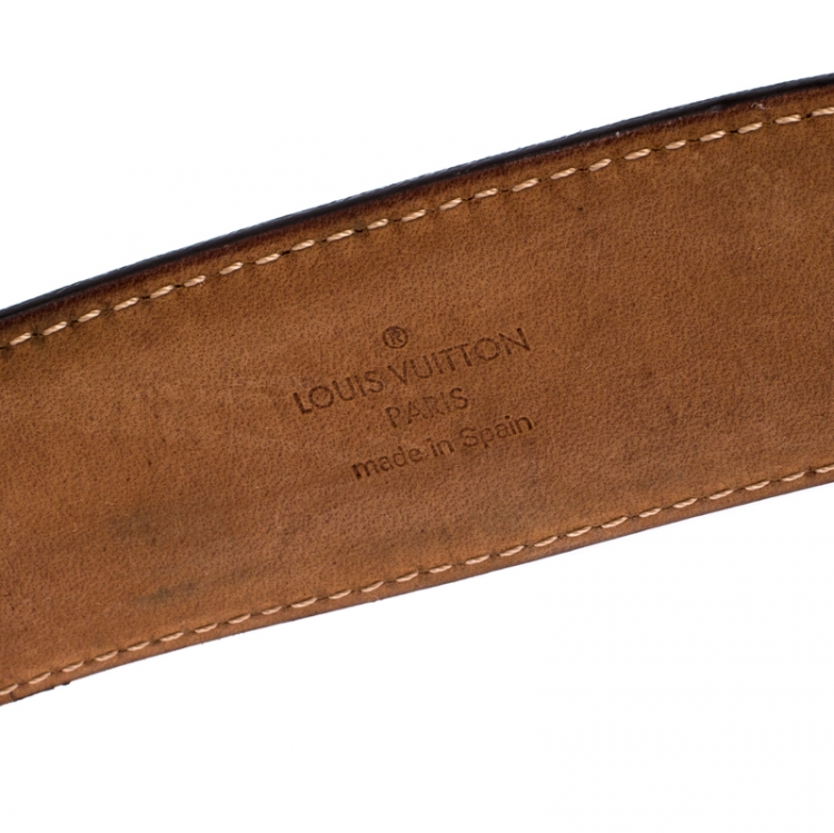 Pre Owned Louis Vuitton Monogram Canvas Round Logo Plague Buckle Belt 90CM