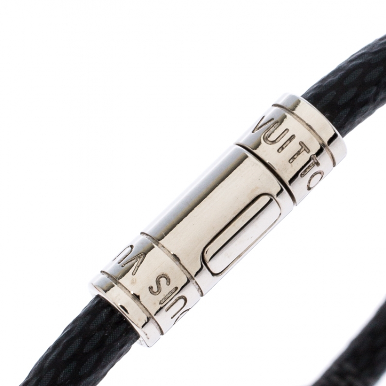 Pre Owned Louis Vuitton Keep It Damier Canvas Silver Tone Bracelet