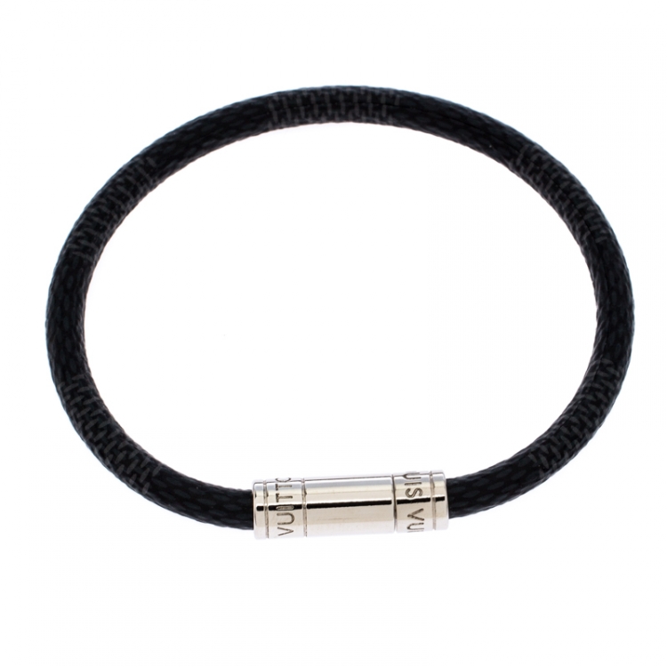 Pre Owned Louis Vuitton Keep It Damier Canvas Silver Tone Bracelet