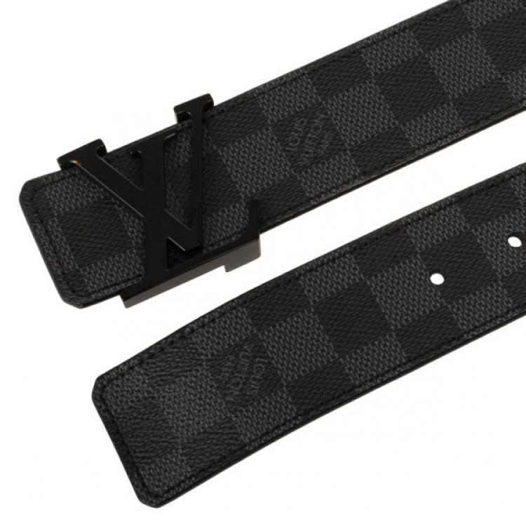 Pre Owned Louis Vuitton Damier Graphite Initials Belt 95 CM