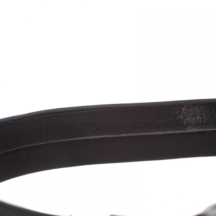 Pre Owned Louis Vuitton Black Leather In Step Bracelet 19 cm