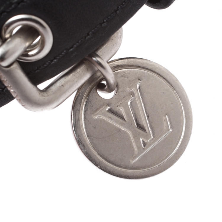 Pre Owned Louis Vuitton Black Leather In Step Bracelet 19 cm