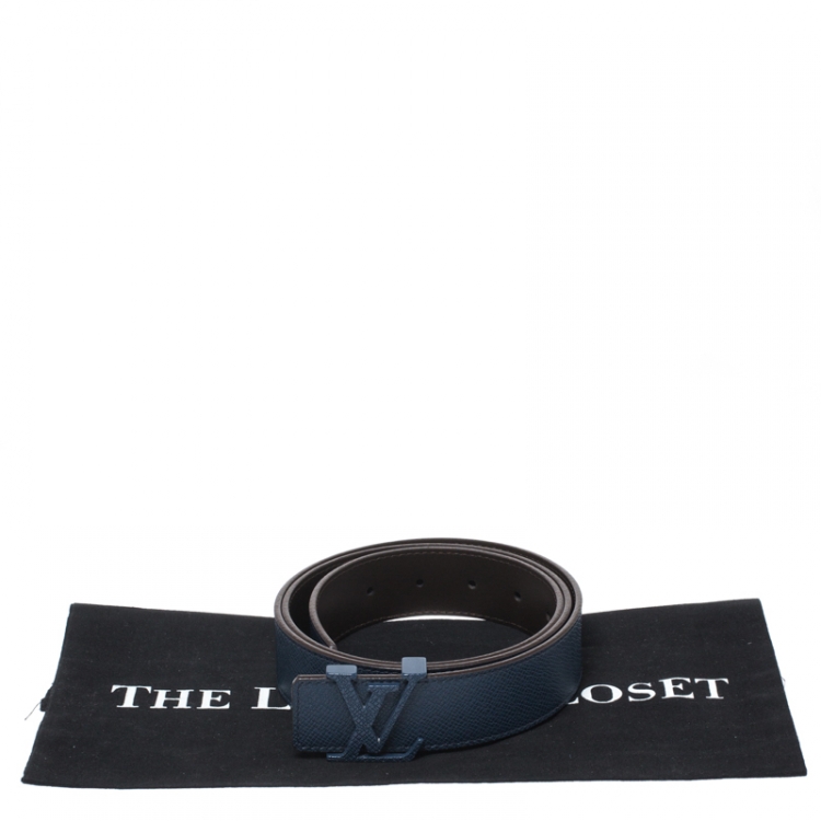 مملوكة مسبقًا Louis Vuitton Blue Taiga Leather Initiales Belt 100CM