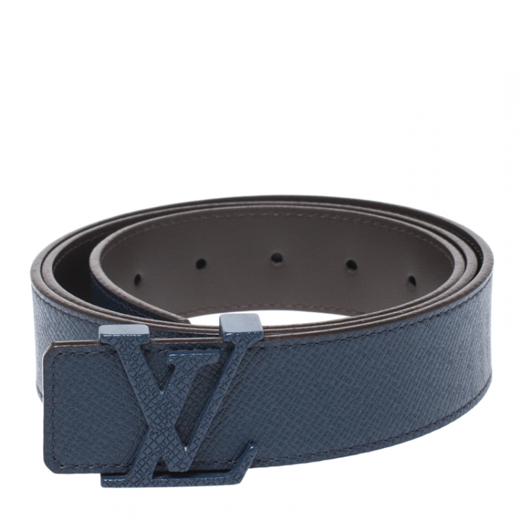 Initiales leather belt Louis Vuitton Blue size 100 cm in Leather