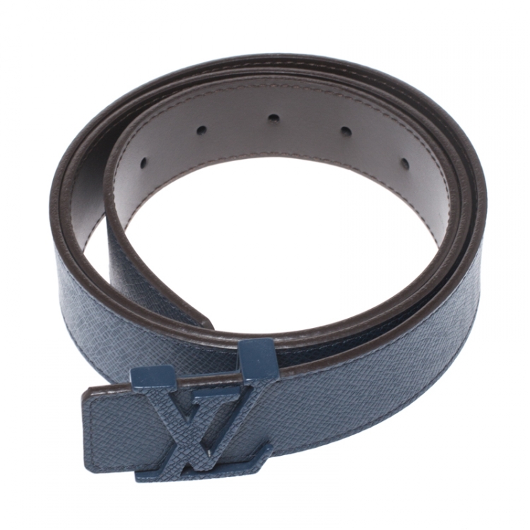 مملوكة مسبقًا Louis Vuitton Blue Taiga Leather Initiales Belt 100CM