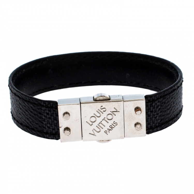 Louis Vuitton Damier Graffit Bracelet M6616E W/Box PVC Canvas Leather Mens  Black