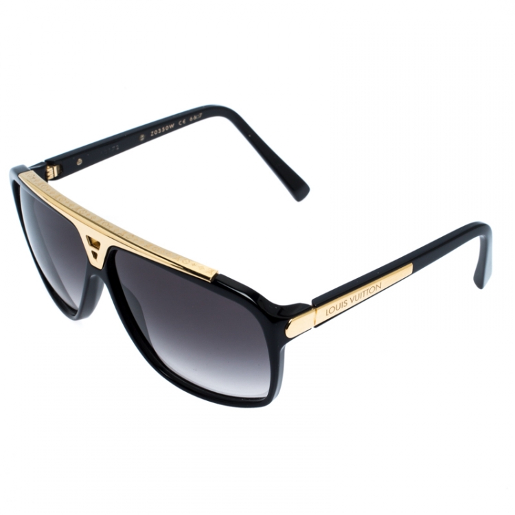 Pre Owned Louis Vuitton Black/Gold Z0350W Evidence Square Sunglasses