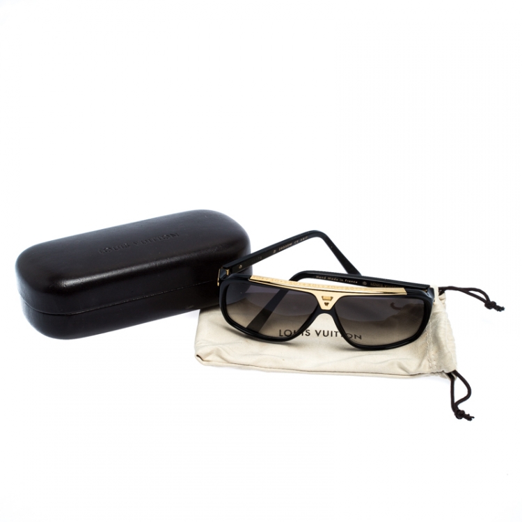 Pre Owned Louis Vuitton Black/Gold Z0350W Evidence Square Sunglasses