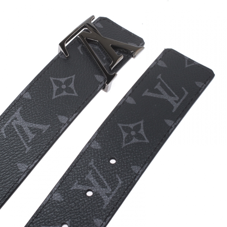 Pre Owned Louis Vuitton Grey Eclipse Monogram Canvas Initials Belt Size 110CM