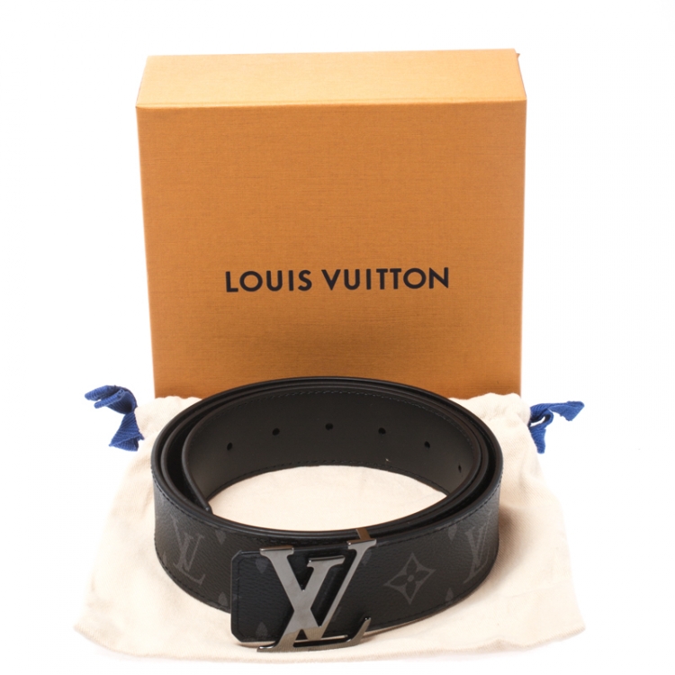 Pre Owned Louis Vuitton Grey Eclipse Monogram Canvas Initials Belt Size 110CM