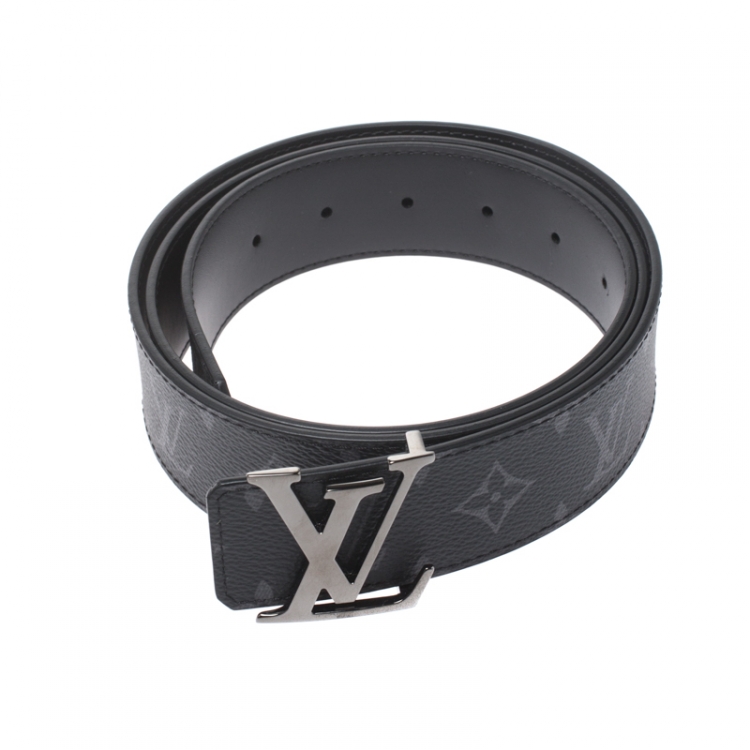 Pre Owned Louis Vuitton Grey Eclipse Monogram Canvas Initials Belt Size 110CM
