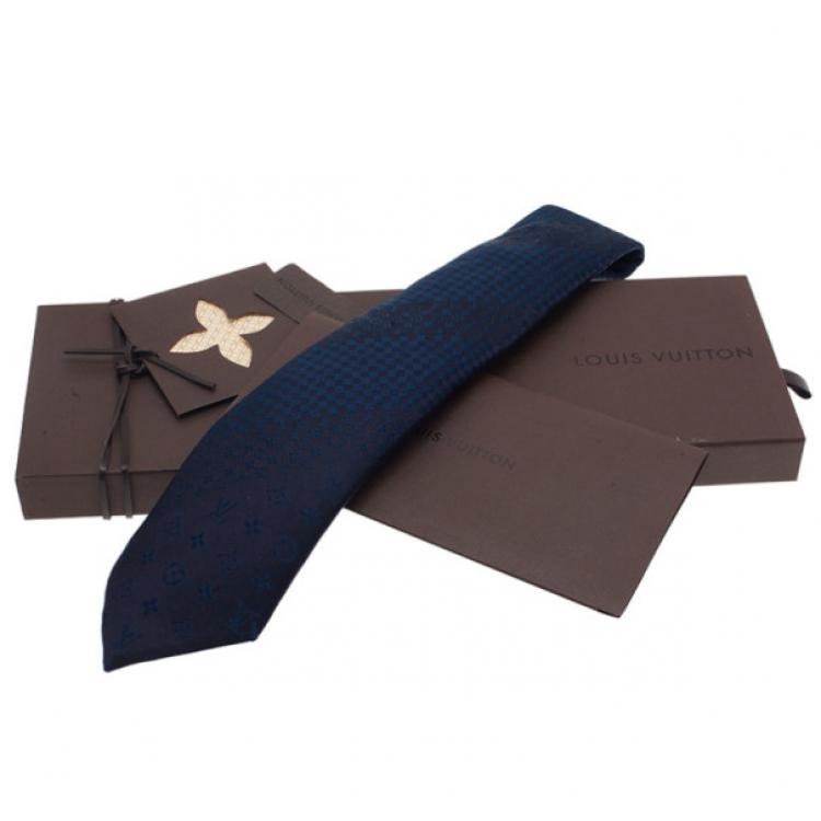 Pre Owned Louis Vuitton Navy Blue Monogram Tie
